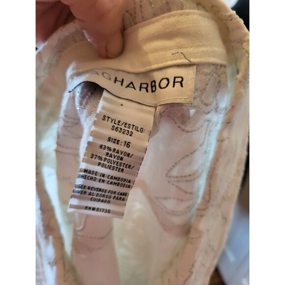 White Sheer Cutout Button Up Metallic Silver Trim Sag Harbor 16 Fairy Ethereal - Picture 8 of 8